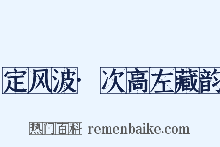 定风波·次高左藏韵是什么意思的图片